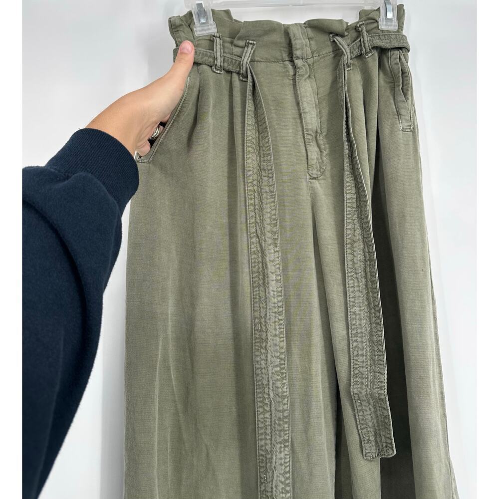 Anthropologie Blythe wide-leg cropped high-rise pants moss green - Picture 8 of 12
